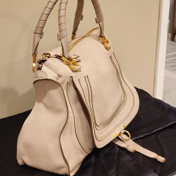 Excellent!! CHLOE: “Marcie” Large Double Carry Satchel bag - Picture 2 of 16